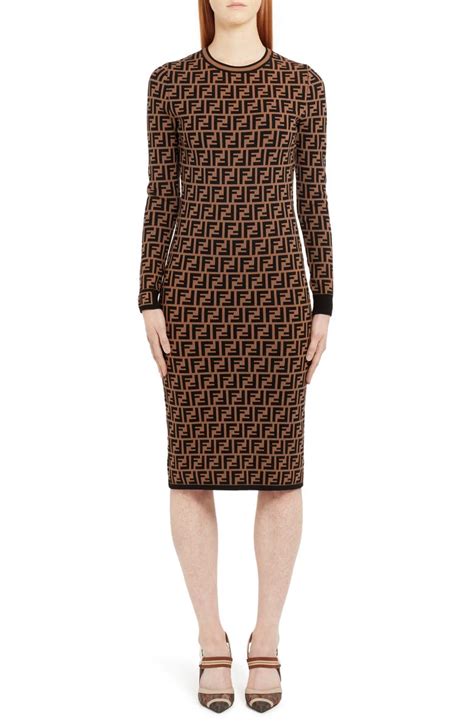 fendi long sleeve logo dress|Fendi formal dresses.